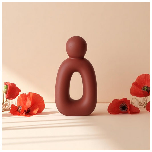 FRIDA – fire riser from SIMT:artelier, handcrafted earthy red Jesmonite sculptural form for soulful, intentional spaces