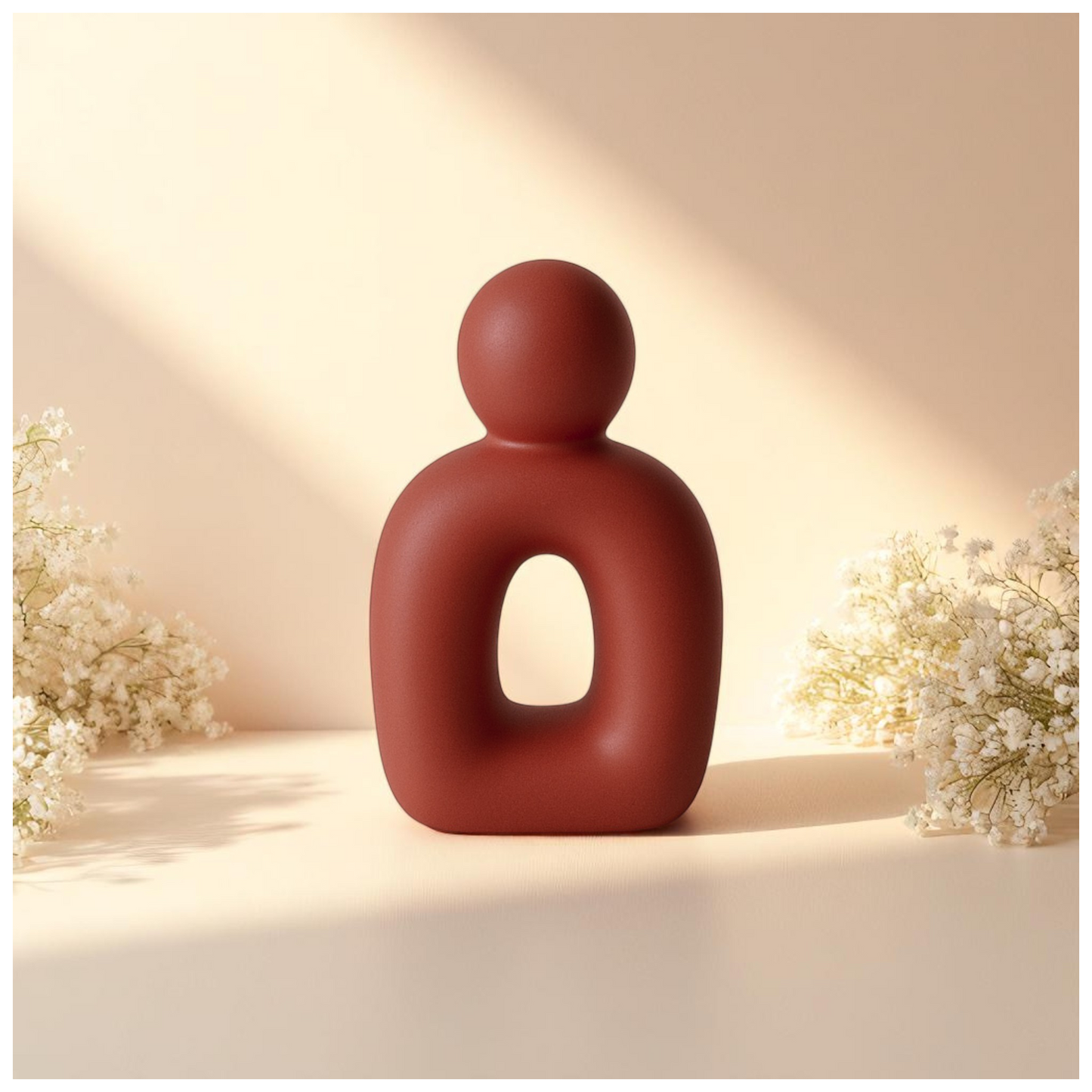 FRIDA – flame whisper from SIMT:artelier, handcrafted earthy red Jesmonite sculptural form for soulful, intentional spaces