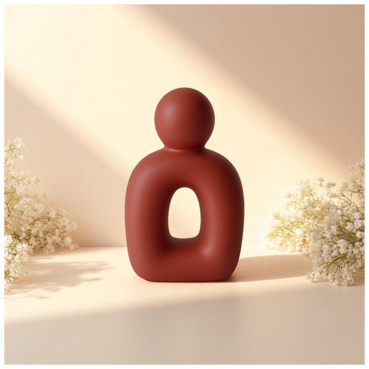 FRIDA – flame whisper from SIMT:artelier, handcrafted earthy red Jesmonite sculptural form for soulful, intentional spaces