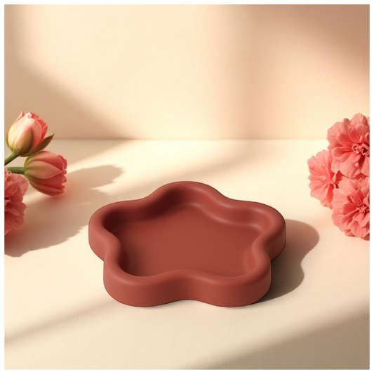 GAIA - a decorative tray from SIMT:artelier, handcrafted earthy red Jesmonite functional form for soulful, intentional spaces