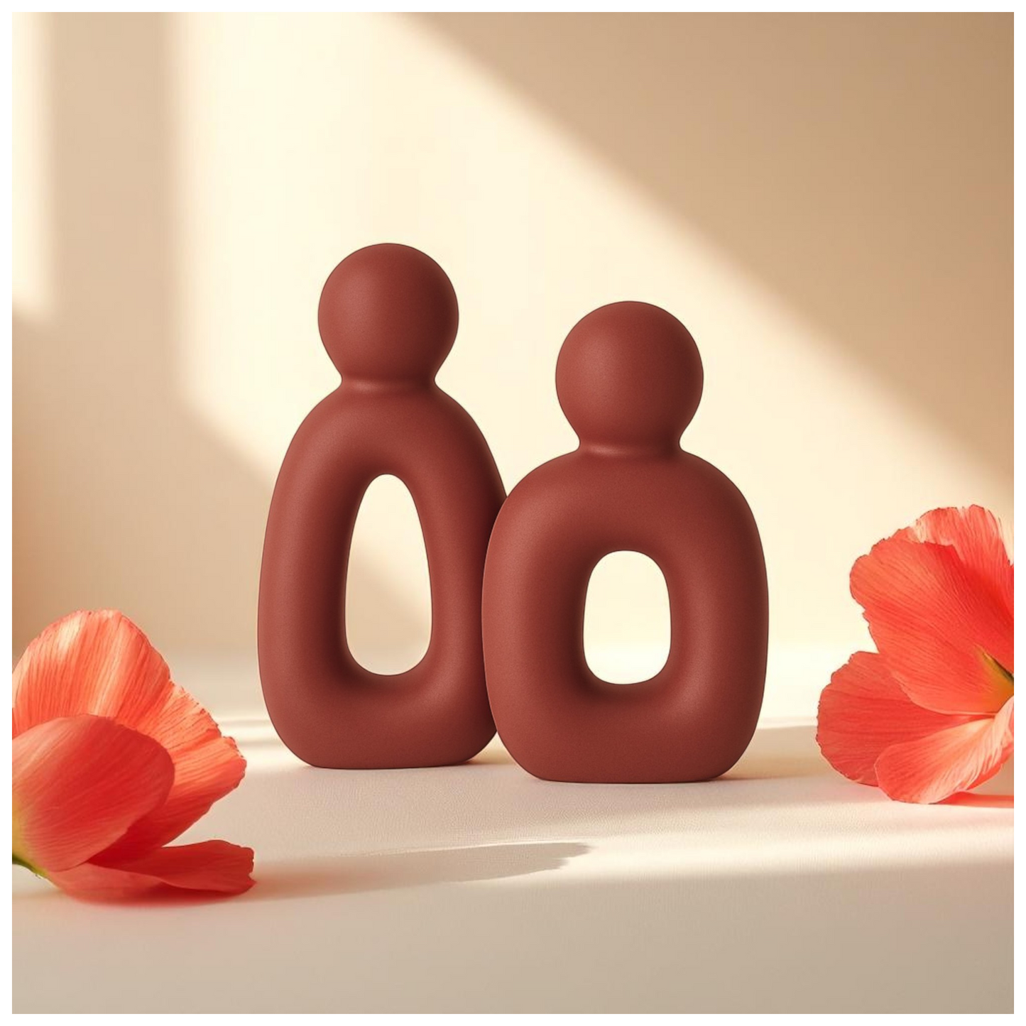 FRIDA sculptural duo – flame and fire – handcrafted by SIMT:artelier, symbolic decor for intentional living